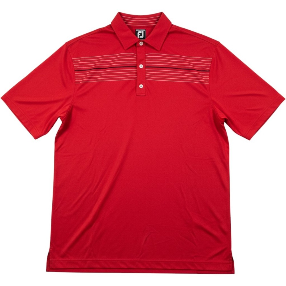 FootJoy FJ Athletic Fit Golf Polo Shirt Mens 2XL Red Striped Performance Stretch
